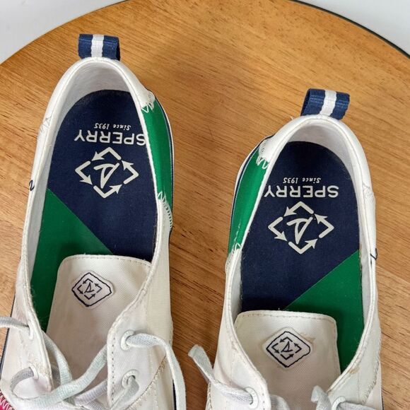 Sperry Crest Vine Bionic Sailcloth Sneaker Shoes White Pink Green 10 - Picture 9 of 11